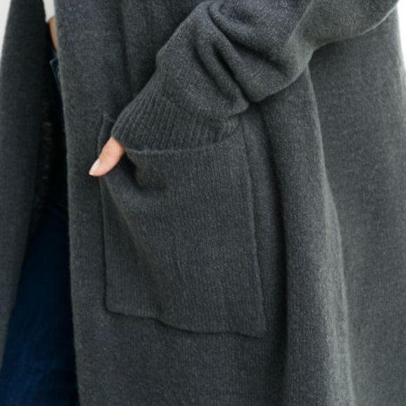 Mind Code Open Front Jersey-Knit Longline Cardi Gray Women's size S/M New - Picture 4 of 4